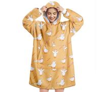Queenshin Sudadera Manta con Capucha y Bolsillo Batamanta Mujer Hombre Ganso Amarillo, Oversize Hoodie Poncho Sherpa Suave y Acogedora, Talla Única