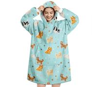 Queenshin Sudadera Manta con Capucha y Bolsillo Batamanta Mujer Hombre Perro Azul, Oversize Hoodie Poncho Sherpa Suave y Acogedora, Talla Única