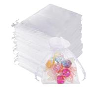 Quelcc 100 Piezas Bolsas de Organza, 7x9cm Bolsas Organza, Bolsitas de Tela Pequeñas Blancas para Bolsas Regalo con Cordón, Bolsita de Tul, Joyas, para Boda Favores Joyas y Dulces