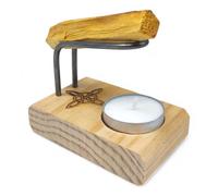 Quemador Artesanal en Madera Nudo DE Bruja para Palo Santo e Incienso | con Base para Vela de Té | Relajación, Aromaterapia y Meditación | Incluye Palo Santo y Velita de Regalo