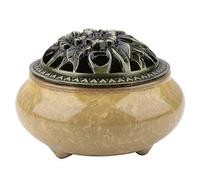 Quemador De Incienso De CeráMica Hielo Craqueo Porcelana Incensario Incensario Hogar Casa De Té DecoracióN Calabash Incienso Stick Stick(Amber Yellow)