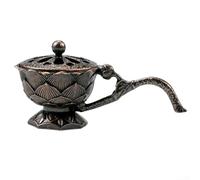 Quemador de incienso de loto de bronce con asa, incensario de metal para el hogar, meditación, yoga, oficina, soporte portátil de aromaterapia para bobinas de resina, 9 x 5,3 x 4,7 cm