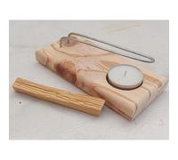 Quemador de Palo Santo Natural de Base de Madera con varillas metalicas palo santo y velita de te incluidas