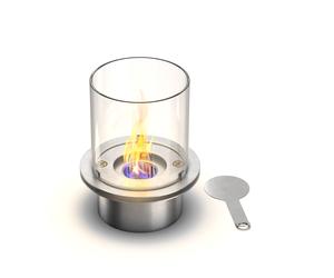 Quemador Redondo con Cristal para chimenea de Bioetanol, biochimenea de inoxable Maple 1,5 Lt D.25