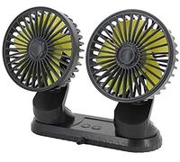Queta Ventilador de Coche de Doble Cabezal USB Mini Ventilador de Rotación de 360° con 3 Velocidades 5 V Circulador de Aire Portatil para Oficina Casa Salpicadero del Coche Eléctrico
