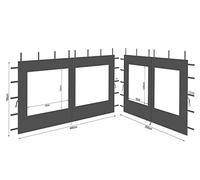 Quick Star 2 Paredes Laterales de poliéster con Ventana 300/400 x 195 cm para cenador de 3 x 4 m, Color Antracita RAL 7012 Impermeable