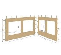 Quick Star 2 Paredes Laterales de poliéster con Ventana 300/400 x 195 cm para cenador de 3 x 4 m, Pared Lateral Beige RAL 1001 Impermeable