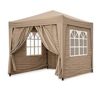 QUICK STAR Jardín Gazebo Plegable Pop-Up 2 x 2 m Beige con 4 Paredes Laterales de Velcro fácil con 2 Cremalleras