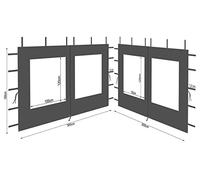 QUICK STAR Paredes Laterales de poliéster con Ventana 300 x 195 cm para cenador 3 x 3 m, Color Antracita RAL 7012 Impermeable