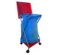 Quick Star - Soporte para Bolsas de Basura con 4 Ruedas, 120 litros, Chapa de Acero, Saco Amarillo, Soporte para Bolsas de Basura