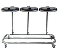 QUICK STAR Soporte triple para bolsas de basura con tapa y 4 ruedas, soporte de metal para bolsas de basura de 120 litros, soporte estable para bolsas de basura, acero galvanizado, bolsa de basura