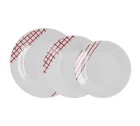 QUID 5427990 - Vajilla KANSAS de 18 Piezas de Cerámica con Forma Redonda Blanca y Roja