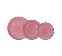 Quid Vajilla cerámica Vita Peoni – 18 piezas, apta para microondas y congelador, apilable, rosa