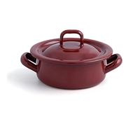 Cacerola esmaltada marrón con interior en azul Quid Clásico - Diámetros de 10 a 40 cm y capacidad hasta 20L - Alta resistencia - Uso tradicional - Apta todo tipo de fuegos incluido inducción y apta