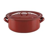 Cacerola esmaltada marrón con interior en azul Quid Clásico - Diámetros de 10 a 40 cm y capacidad hasta 20L - Alta resistencia - Uso tradicional - Apta todo tipo de fuegos incluido inducción y apta