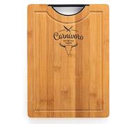 Quid Carnivoro Tabla de Corte de Bambú 35x25x2cm 100% Higiénico con Asas o Mango de Acero