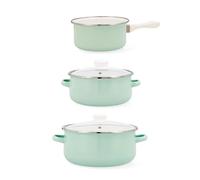 QUID COCCO Set 3p Bateria Cocina Esmaltado Cocco Qd 20CM - 24CM - 16CM Verde Asas o Mango Acero Antiadherente