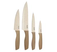 QUID COCCO Set 4 Cuchillos Cocina Acero Inoxidable 9-12,5-15-20CM Madera Wood