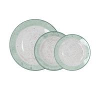 Quid Faro Vajilla de Porcelana Verde, 18 Piezas para 6 Personas | Platos llanos de 27 cm, hondos de 20 cm y de postre de 19 cm, apta para lavavajillas