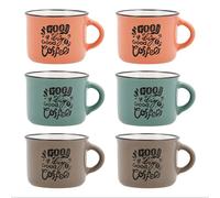 QUID FRAPPE DECO Set De 6 Tazas Cerámico Surtido 8CL Verde Decorado Material cálido y natural para tu dia a dia