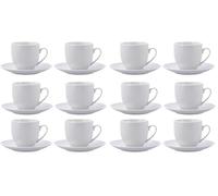 Quid New Renova Set 6 Tazas Con Plato Porcelana 20cl Porcelana Apto Microondas Reciclable (Paquete de 2)