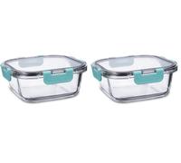 Quid Purity Recipiente Hermético Vidrio 16x16x6,9cm - 80cl (Paquete de 2)