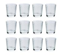 QUID GALA Set 12 Vasos Bajos Vidrio 26CL Transparente Con relieve Facil de limpiar Reciclable