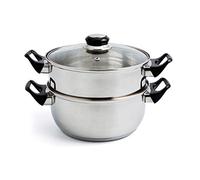Quid Set Vaporera y Cacerola Gastro Fresh – Acero inoxidable Ø22 x 11 cm, tapa hermética