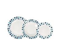QUID SIMETRIC Vajilla Porcelana 18 PIEZAS - 6 PERSONAS Blanco Brillo Diseñado en España Apilable