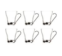 QUID SUPREME Set 6 Tazas Te Vidrio 23CL Transparente Liso Asas o Mango Acero Reciclable
