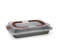 QUID SWEET GREY Molde Cake Con Tapa Acero Pintado 36X23X4,5CM Negro Antiadherente Negro