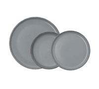Quid Vajilla cerámica Duna 12 piezas (4 personas) Gris – Apto microondas, Apilable