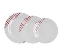 QUID 5427990 - Vajilla KANSAS de 18 Piezas de Cerámica con Forma Redonda Blanca y Roja