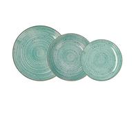 QUID MONTREAL Vajilla Porcelana 18 PIEZAS - 6 PERSONAS Turquesa Decorado