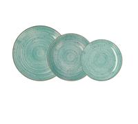 QUID MONTREAL Vajilla Porcelana 18 PIEZAS - 6 PERSONAS Turquesa Decorado