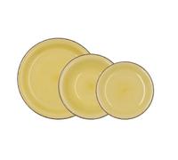 Quid Vita Miel Vajilla de Gres Amarillo, 18 Piezas | Para 6 Personas