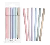 QUIETA Boligrafos Bonitos de Gel Negros x6 | Diseño Pastel para Journaling