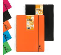 Quijote Paper World Carpeta 60 fundas A4 Polipropileno. Espiral transparente y cierre con goma