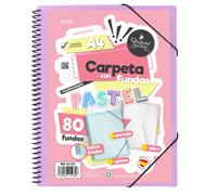 Quijote Paper World Carpeta A4 80 Fundas Espiral Flexible y Portada intercambiable Colores Pastel