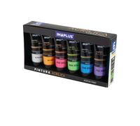 Quijote Paper World - IMAPLUS Pintura Acrílica 6 X 45 Ml - Pack Pinturas, 45 Colores, 6 Tubos - No Tóxica - Manualidades, Lienzos, Tela, Madera - PACK BASICOS, PASTEL, METALIZADOS, FLUOR Y
