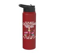 Quilter Gift - Were More Than Just Quilting Friends Flamingo Stainless Steel Insulated Water Bottle