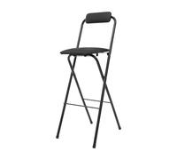Quiotuir taburetes de bar plegables con respaldo silla alta plegable 75cm para comedor-pie asiento acolchado esponja acero carbono capacidad 125kg plegable 7cm cocina bar balcón exterior (negro)