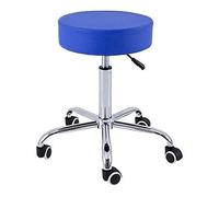 QUIRUMED Taburete Base cromada 5 Ruedas, Acero, Color Azul, Tapizado en Polipiel, Relleno de Alta Densidad, Ligero, Regulable en Altura, hasta 150 kg