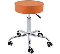 QUIRUMED Taburete Base cromada 5 Ruedas, Acero, Color Naranja, Tapizado en Polipiel, Relleno de Alta Densidad, Ligero, Regulable en Altura, hasta 150 kg