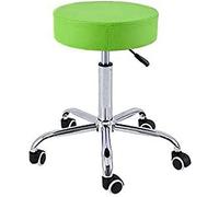 QUIRUMED Taburete Base cromada 5 Ruedas, Acero, Color Verde Pistacho, Tapizado en Polipiel, Relleno de Alta Densidad, Ligero, Regulable en Altura, hasta 150 kg