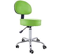 QUIRUMED Taburete con Respaldo, Base cromada, 5 Ruedas y elevación a Gas, Color Verde Pistacho, Estructura metálica, Polipiel, Relleno Alta Densidad, Altura Regulable, hasta 150 kg