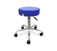 QUIRUMED WELLCORE - Taburete con Ruedas Autofrenables Altura Regulable Uso Profesional Estructura Resistente 5 Ruedas Asiento Tapizado Azul