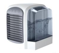 QuivyLivy Ventilador de CA portátil, tecnología de niebla de hielo, enfriamiento rápido, 3 velocidades de viento, tanque de agua de 380 ml durante 3-8 horas, diseño compacto para dormitorio, oficina