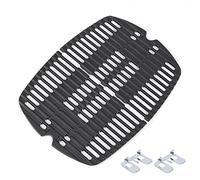 QuliMetal Juego de 2 Rejillas de Hierro Fundido 32,3 x 21,6 cm - Compatible para Weber Q100, Q120, Q1000, Q1200, Q1400 - Recambio para Parrilla de Gas - Accesorio de Hierro Fundido
