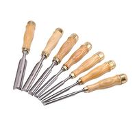 QUNINE Equipo de carpintería para tallar gubia con Hojas de Acero al Cromo vanadio y Mangos de Madera Dura, Juego de cinceles para Madera Profesional con Bolsa Enrollable para Herramientas
